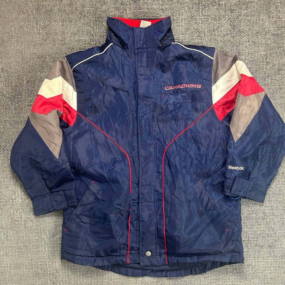 Reebok Montreal Canadiens NHL Jacket Mens XL Navy Blue Vintage 90s Parka Puffer